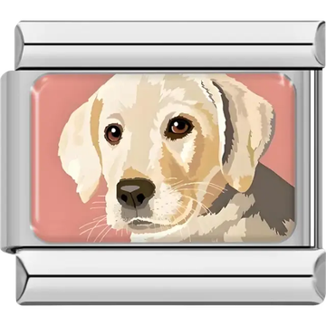 Beagle dog head design featuring floppy ears and detailed fur pattern Italian charm bracelet link