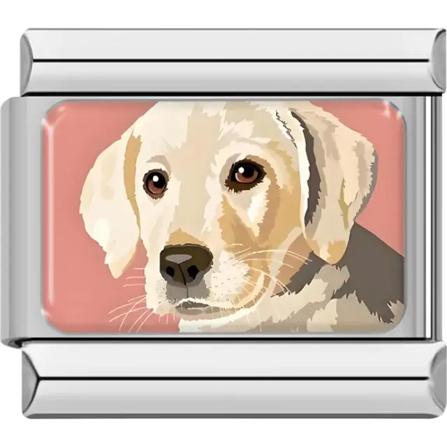 Beagle dog head design featuring floppy ears and detailed fur pattern Italian charm bracelet link