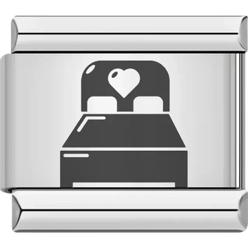 Black bed with heart on headboard Italian charm bracelet link