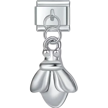 Dangle bee charm with smooth wings and rounded body Italian charm bracelet link