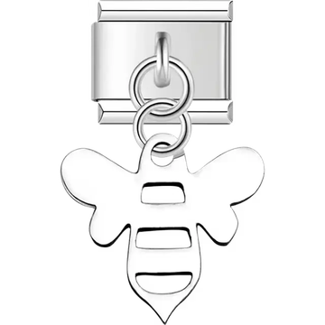 Silver bee dangle Italian charm bracelet link