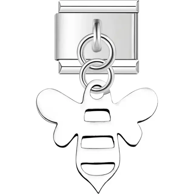 Silver bee dangle Italian charm bracelet link