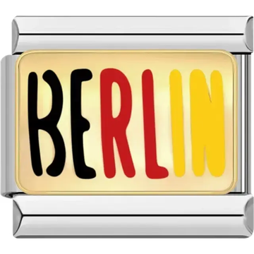 Berlin text design in the colors of Germany Italian charm bracelet link