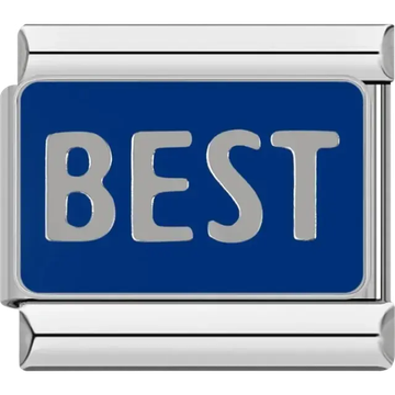 Blue background with “BEST” text Italian charm bracelet link