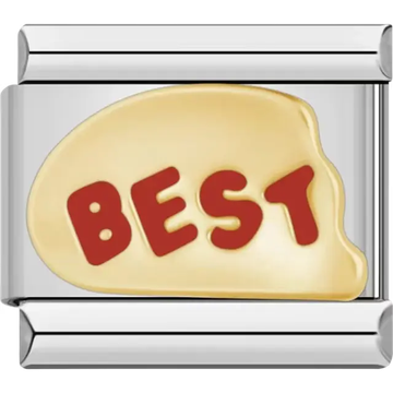 Gold design with the red text "BEST" Italian charm bracelet link