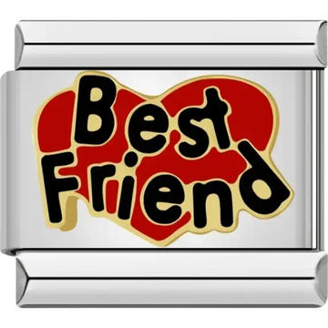 Red heart with “Best Friend” text Italian charm bracelet link