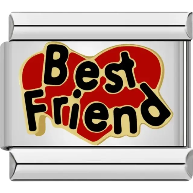 Red heart with “Best Friend” text Italian charm bracelet link