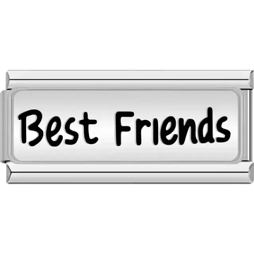 Bold black "Best Friends" text Italian charm bracelet link