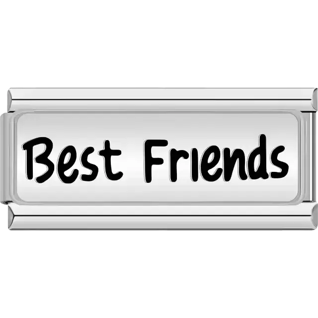 Bold black "Best Friends" text Italian charm bracelet link