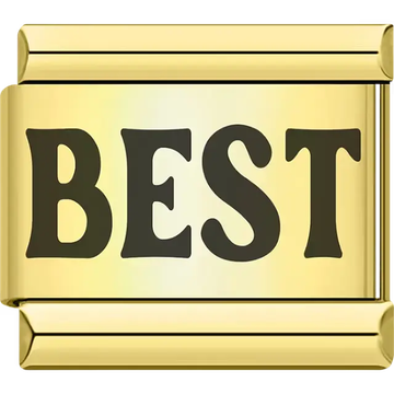 Gold "BEST" text inscription Italian charm bracelet link