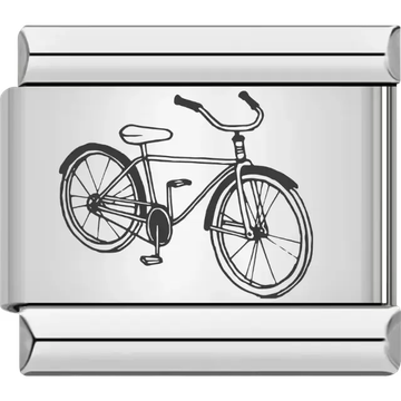 Black outline of a classic bicycle Italian charm bracelet link