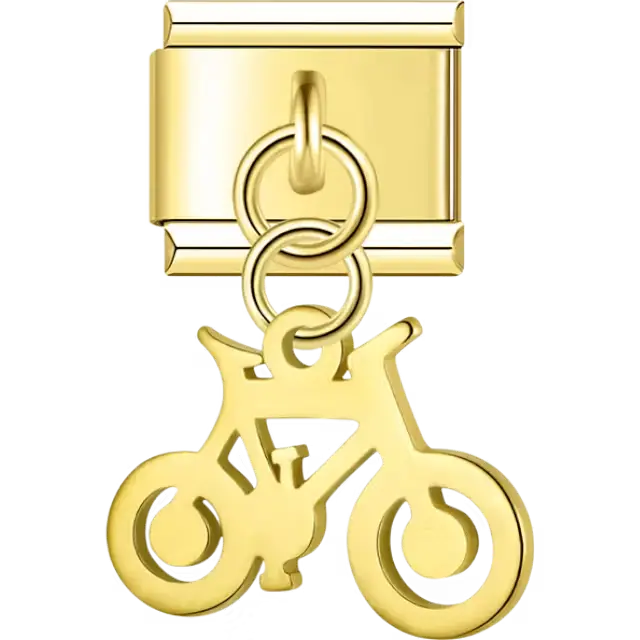 Bicycle cutout dangle Italian charm bracelet link