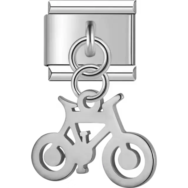 Bicycle cutout dangle Italian charm bracelet link
