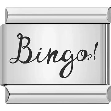 "Bingo!" script text Italian charm bracelet link