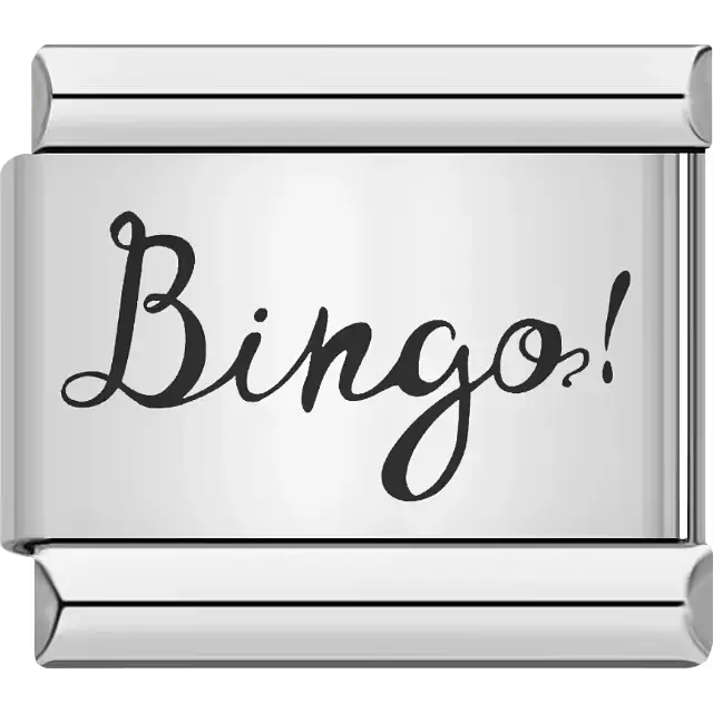 "Bingo!" script text Italian charm bracelet link