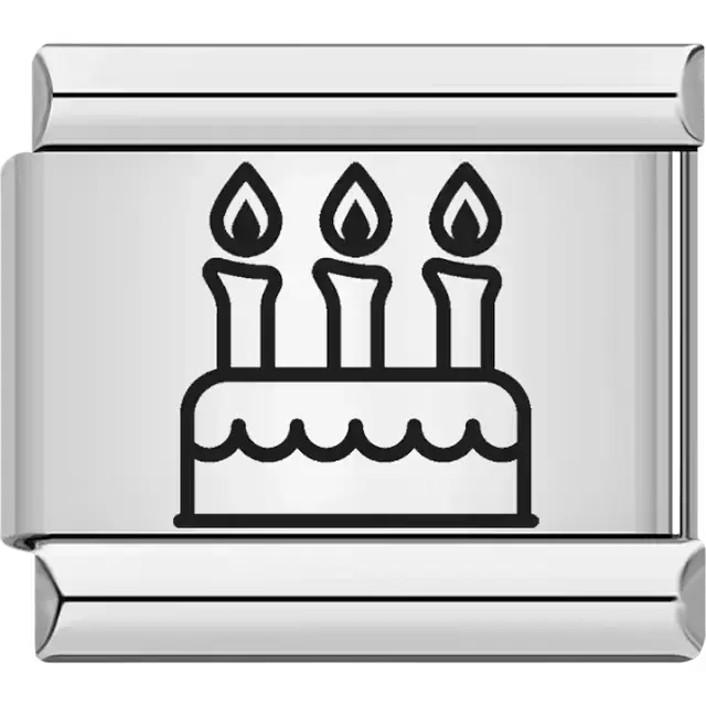 Birthday cake candles celebration Italian charm bracelet link