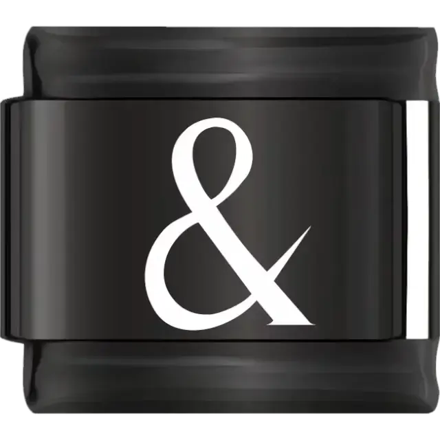 White ampersand symbol on a black background Italian charm bracelet link