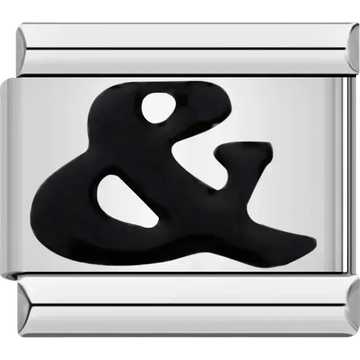 Black ampersand symbol Italian charm bracelet link