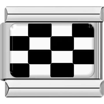 Checkered racing flag Italian charm bracelet link