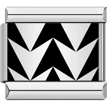 Black and white geometric pattern Italian charm bracelet link