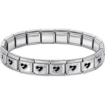 Black arrow heart charms composing stainless steel Italian bracelet