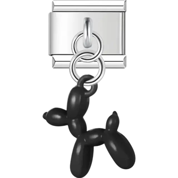 Black balloon dog Italian charm bracelet link