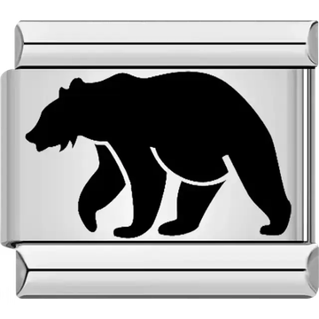 Black bear silhouette Italian charm bracelet link