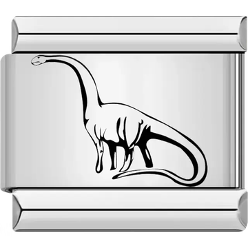 Black brontosaurus silhouette Italian charm bracelet link