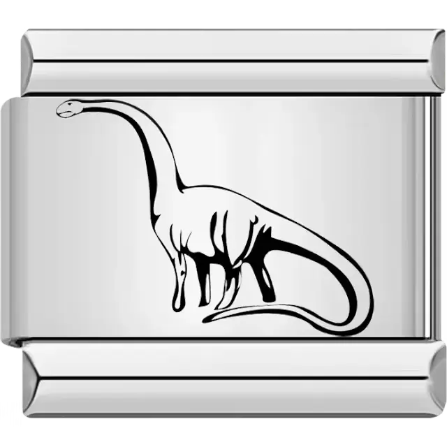 Black brontosaurus silhouette Italian charm bracelet link