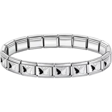 Black butterfly charms composing stainless steel Italian bracelet