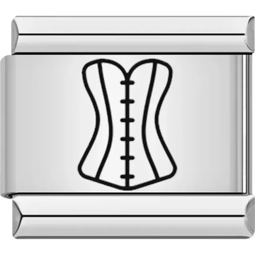 Black corset silhouette with detailed lace-up design Italian charm bracelet link