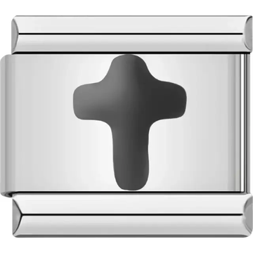 Black cross design Italian charm bracelet link