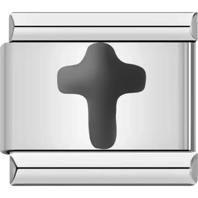 Black cross design Italian charm bracelet link