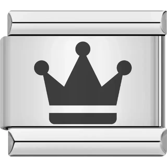 Simple black crown design with rounded tips and a thick base Italian charm bracelet link