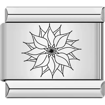 Black dahlia outline flower Italian charm bracelet link