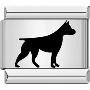 Black standing dog silhouette Italian charm bracelet link