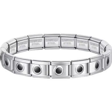 Black dot charms composing stainless steel Italian bracelet