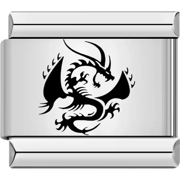 Black dragon silhouette Italian charm bracelet link