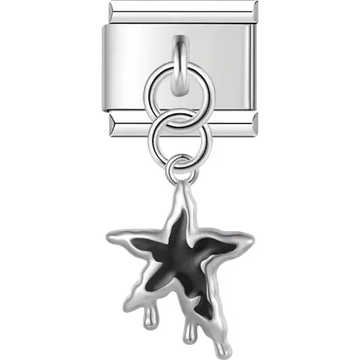 Black star dripping effect dangle Italian charm bracelet link