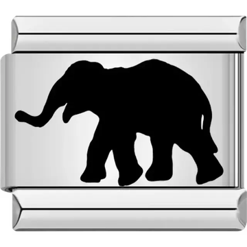 Black elephant silhouette Italian charm bracelet link