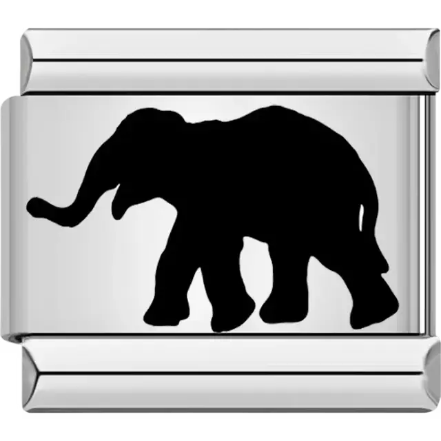 Black elephant silhouette Italian charm bracelet link
