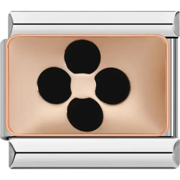 Black flower on rose gold Italian charm bracelet link