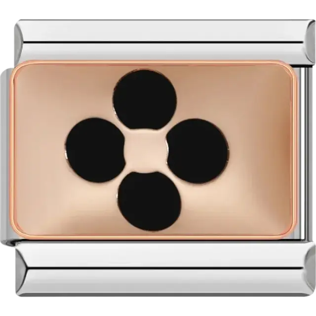Black flower on rose gold Italian charm bracelet link