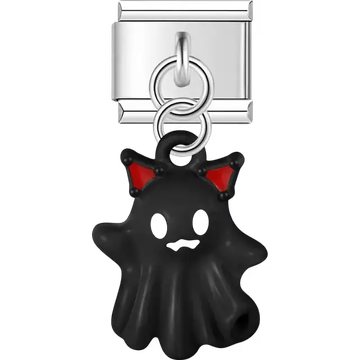 Black ghost with red ears Italian charm bracelet link