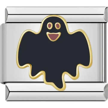 Black ghost with gold outline Italian charm bracelet link