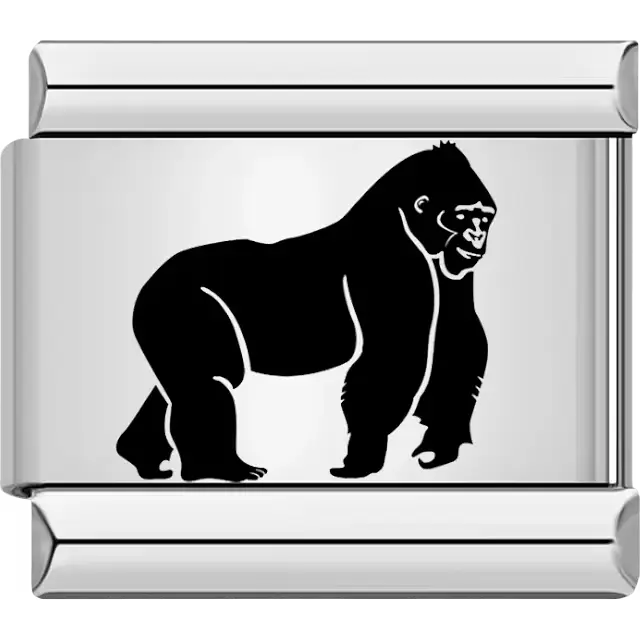 Black silhouette of a gorilla Italian charm bracelet link