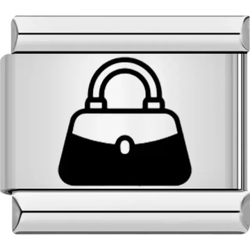 Black handbag silhouette with a curved handle Italian charm bracelet link