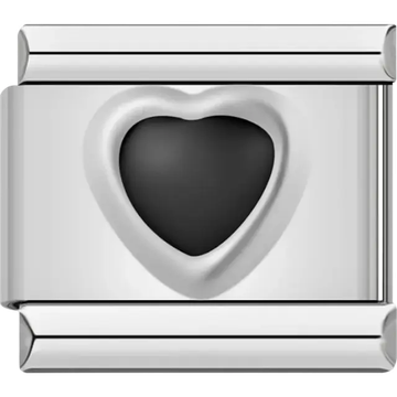 Black heart Italian charm bracelet link