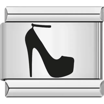 Black high heel silhouette Italian charm bracelet link