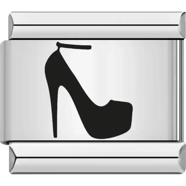 Black high heel silhouette Italian charm bracelet link